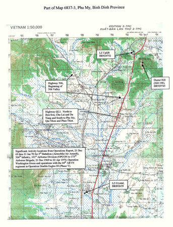 Map of LZ Uplift, Duster Hill, Binh Dinh Province